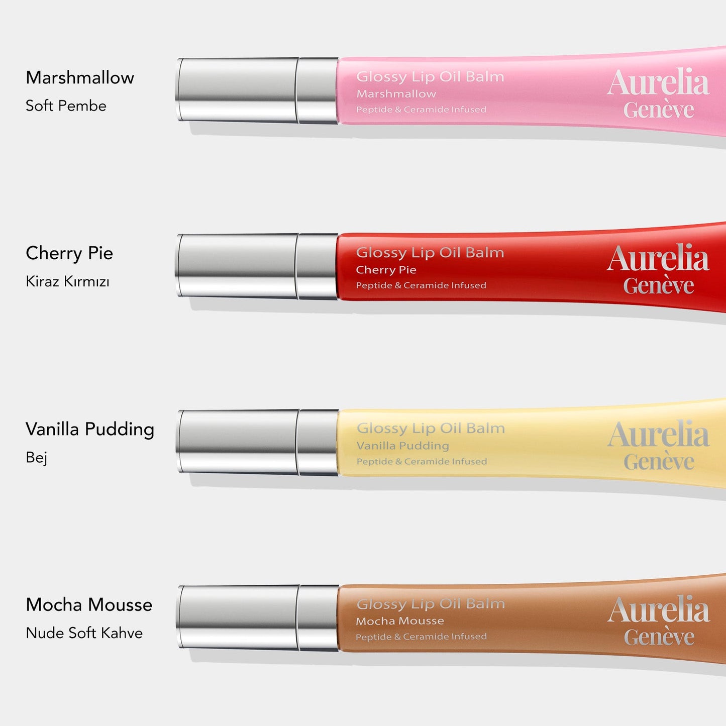 Glossy Lip Oil Balm - Peptide & Ceramid Infused - Vanilla Pudding
