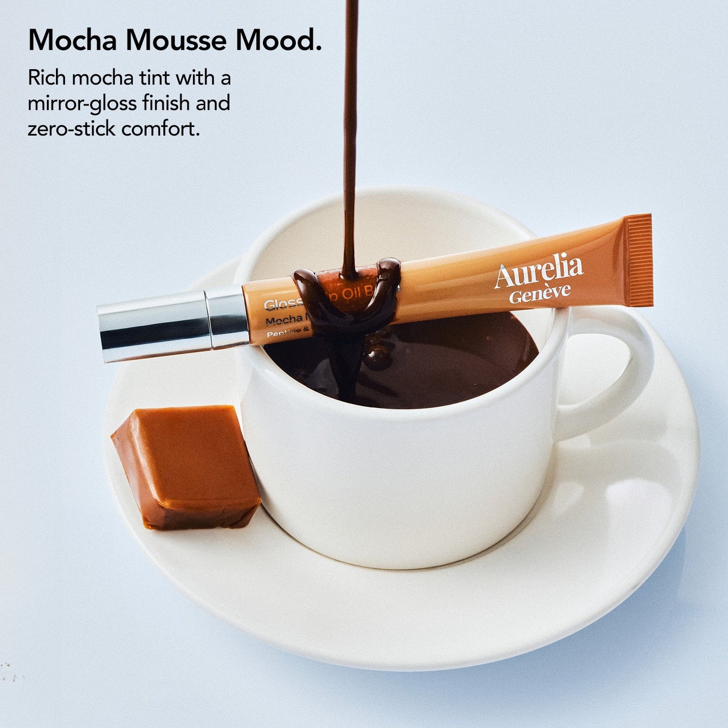 Glossy Lip Oil Balm - Peptide & Ceramid Infused - Mocha Mousse