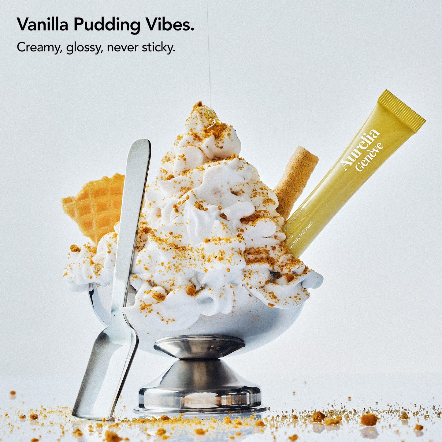 Glossy Lip Oil Balm - Peptide & Ceramid Infused - Vanilla Pudding