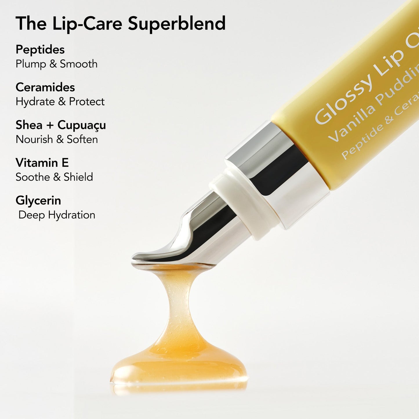 Glossy Lip Oil Balm - Peptide & Ceramid Infused - Vanilla Pudding