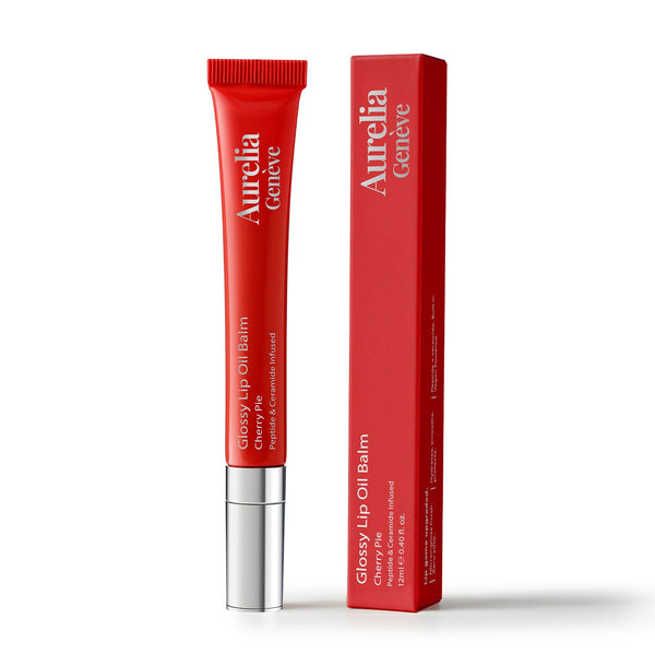 Glossy Lip Oil Balm - Peptide & Ceramid Infused - Cherry Pie