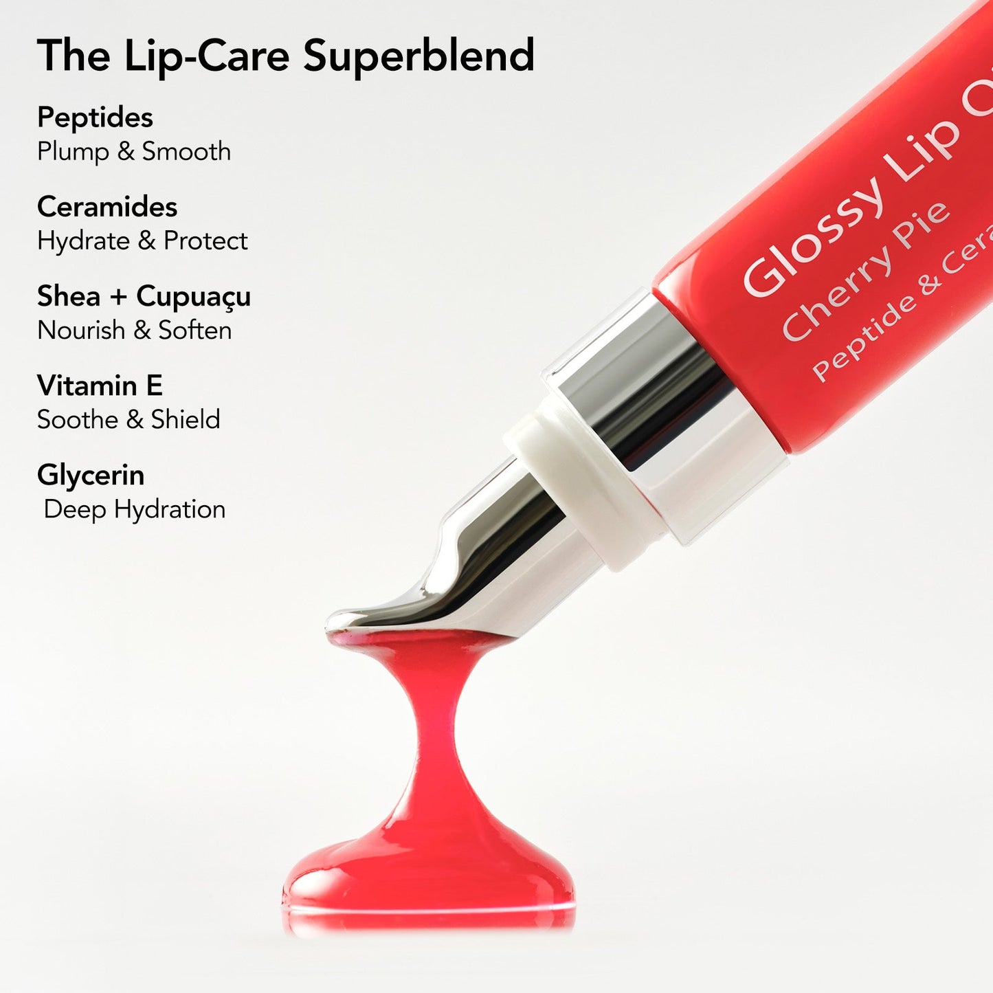 Glossy Lip Oil Balm - Peptide & Ceramid Infused - Cherry Pie